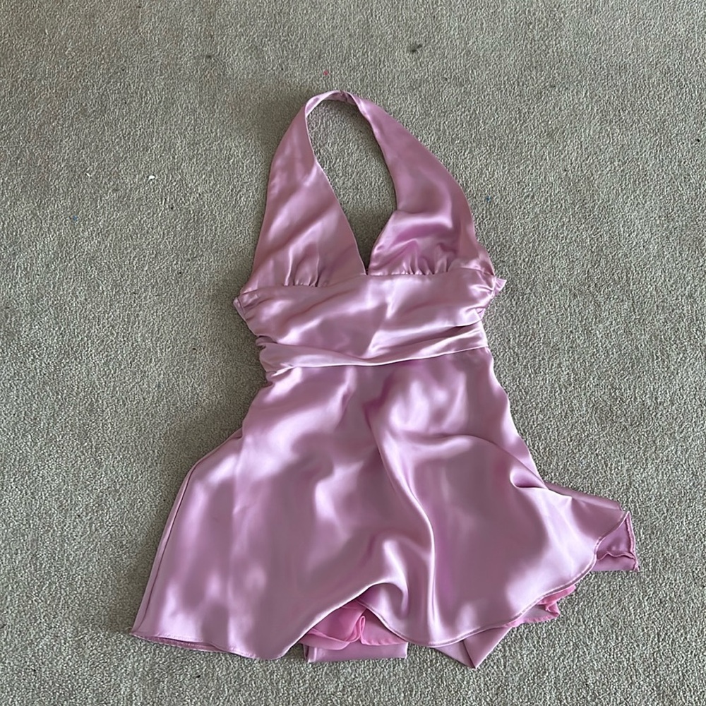 Zara pink open back women’s semi formal dress